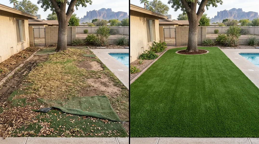 Result artificial grass installation in Mesa - Mesa Turf Installation