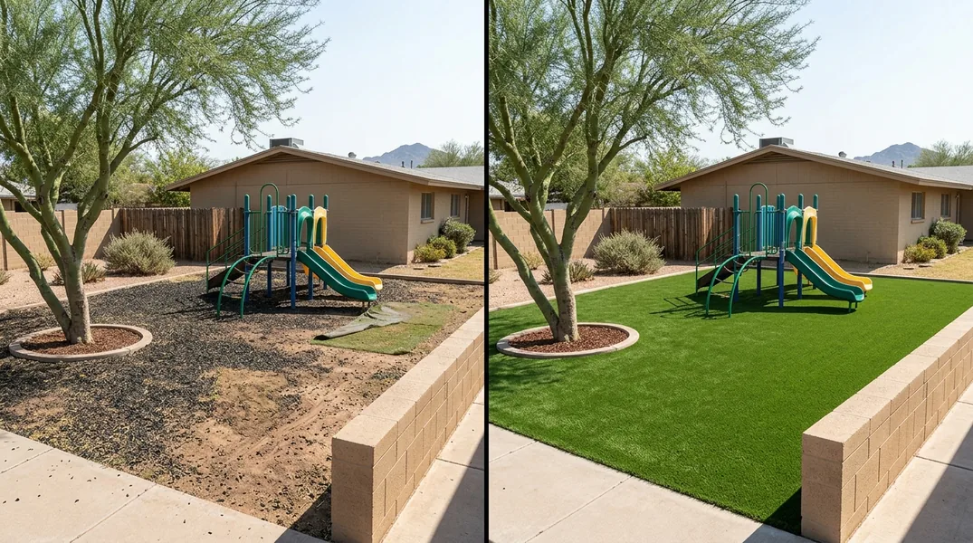 Result artificial grass installation in Mesa - Mesa Turf Installation